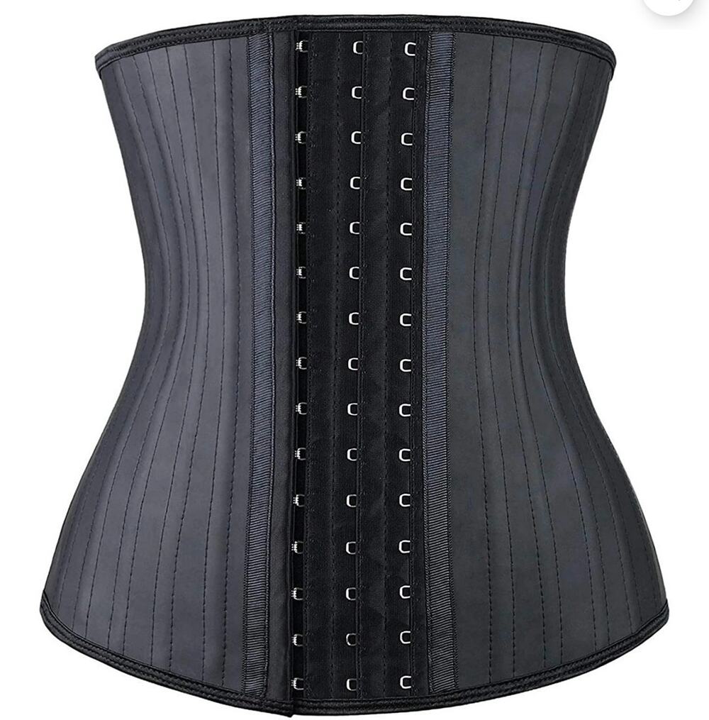 YIANNA Waist Trainer Underbust Latex Corset Hourglass Shaper Black Faja XS